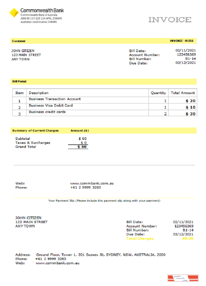 USA Commonwealth invoice PSD template